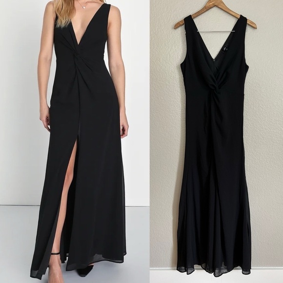 NWOT Endearing Elegance Black Sleeveless Twist-Front Maxi Dress - Picture 1 of 8